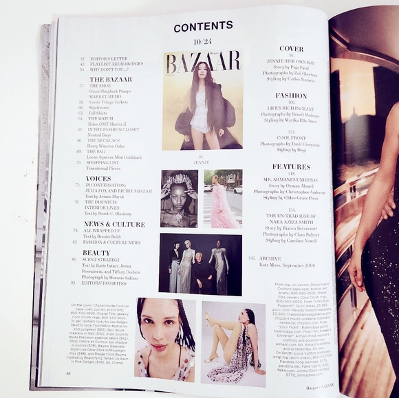 🍭7/$15 Harper's Bazaar Magazine October 2024 Jennie Kim - Picture 2 of 4